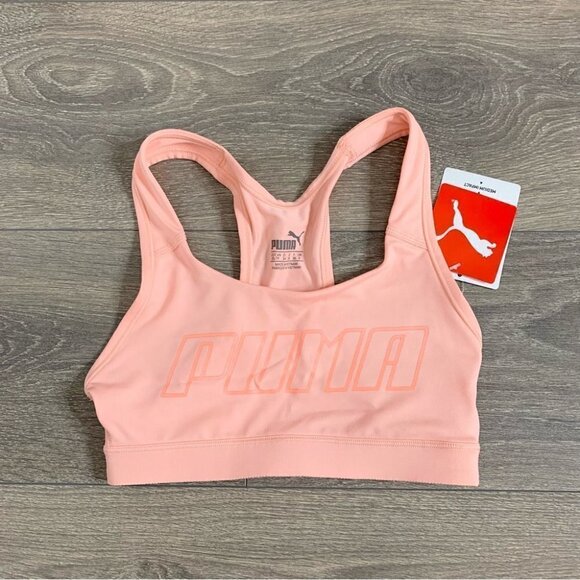 PUMA 4Keeps Sports Bra Cropped Tank Top Peach Bud Medium support Racerback XS - Picture 2 of 12